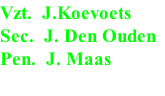 Vzt.  J.Koevoets
Sec.  J. Den Ouden
Pen.  J. Maas
