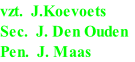 vzt.  J.Koevoets
Sec.  J. Den Ouden
Pen.  J. Maas